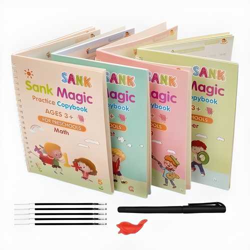 Sank Magic Practice Copybook (4 BOOKS,1 PEN,1 GRIP,10 REFILL) for kids